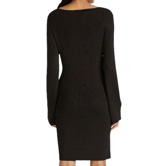 J. Crew Ribbed Squareneck Sweater Dress in Black Size Small NWT - Picture 3 of 13